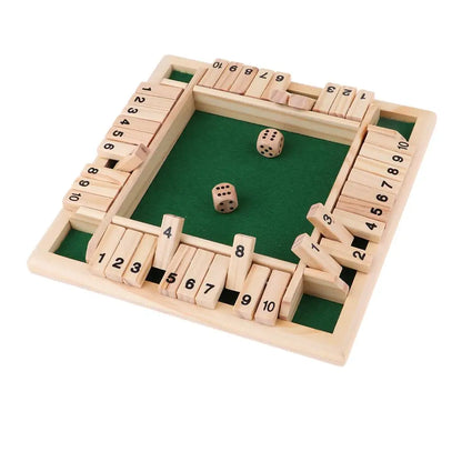 LuxeOrbit Wood 4-Sided 1-10 Numbers Shut The Board Game Fun Toy Table Games