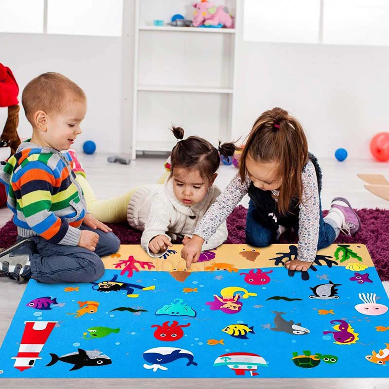 LuxeOrbit Felt Board Stories Set Montessori Ocean Farm Insect  Animal Family Interactive Preschool Early Learning Toddlers Toys for Child