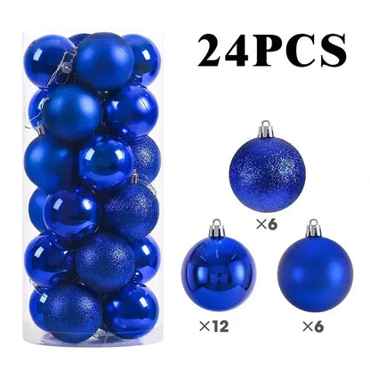 LuxeOrbit 24/pcs 8CM Christmas Ball Ornaments Set Painted Plastics Christmas Tree Pendant Decoration Christmas Decoration Accessories