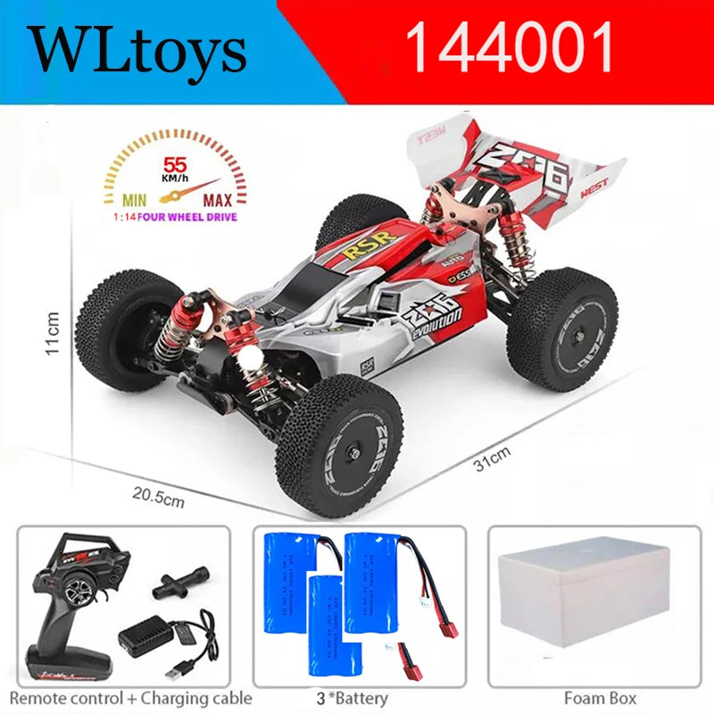 LuxeOrbit 144010 And 144001 RC Cars  2.4G 4WD Remote Control Car 75 KM/H High Speed Metal Chassis Electric Racing for Children Gift