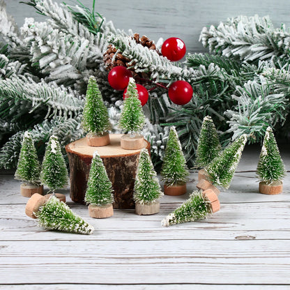 LuxeOrbit Artificial Mini Wooden Christmas Tree Blue Green White Gold Tower Pine Small Sisal Christmas Tree Tabletop Ornament Decor