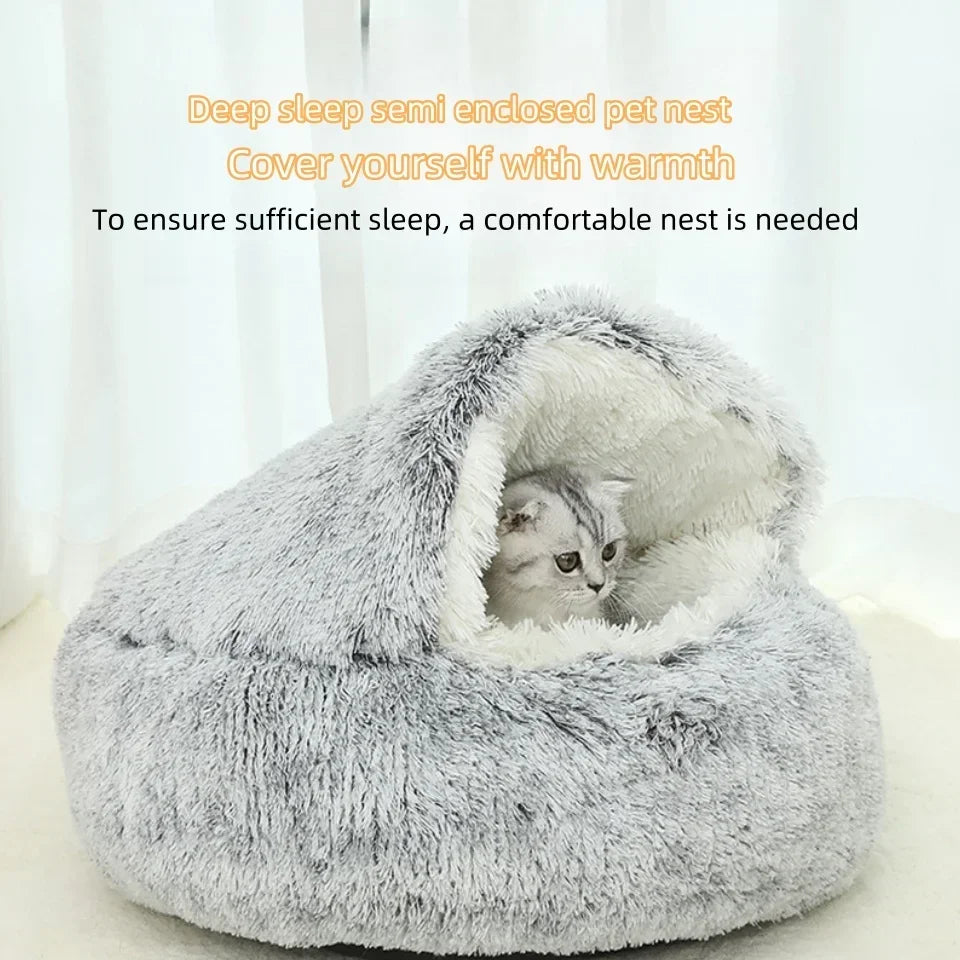 LuxeOrbit Winter Warm Shell Nest Semi Closed Cat Nest Dog Nest Pet Crystal Velvet Shell Cat Nest Semi Enclosed Dog Nest