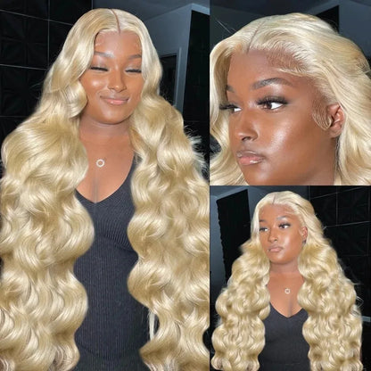 LuxeOrbit 200 Density 613 Curly Blonde Front Human Hair Body wave HD Transparent 13x5 Lace Frontal Wig Brazilian Hair For Black Women