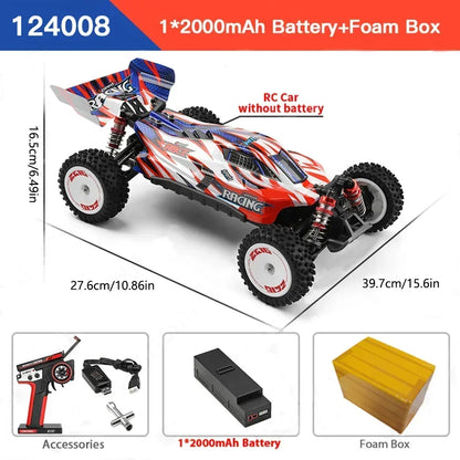 LuxeOrbit 124008 60KM/H 4WD RC Car 3S Professional Racing Car Brushless Electric High Speed Off-Road Drift Remote Control Toys Gift