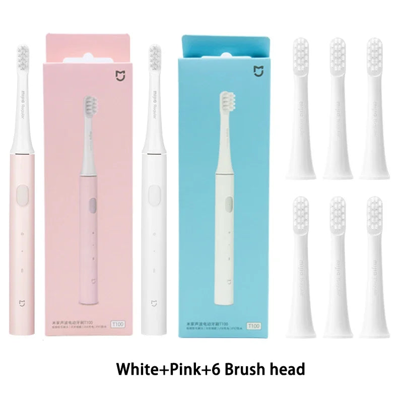 LuxeOrbit Xiaomi Mijia T100 Sonic Electric Toothbrush Mi Smart Tooth Brush Colorful USB Rechargeable IPX7 Waterproof For Toothbrushes head