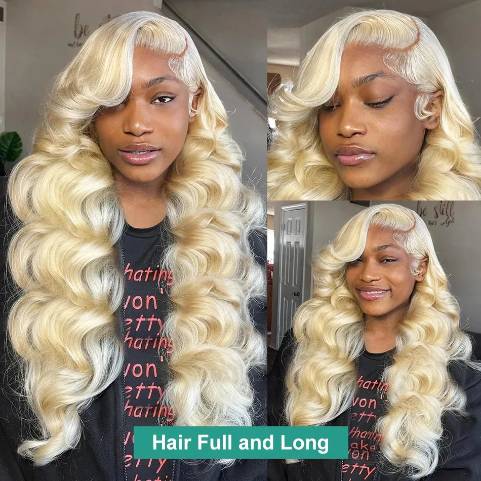 LuxeOrbit 200 Density 613 Curly Blonde Front Human Hair Body wave HD Transparent 13x5 Lace Frontal Wig Brazilian Hair For Black Women