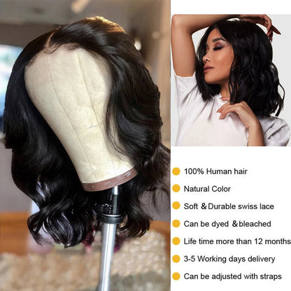 Body Wave Lace Front Wig 13x4 Transparent Lace Frontal Human Hair Wigs Short Bob Wig Brazilian Closure Wig Sale For Women Remy