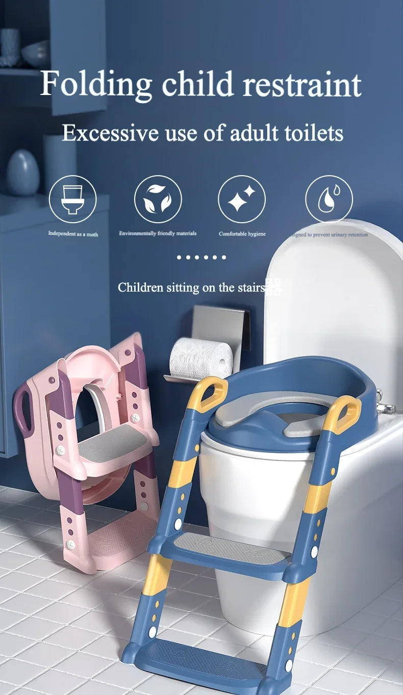 LuxeOrbit New Stepped Children's  Boy Girl Toilet Foldable Foot Stool Multi-functional Toilet Baby Toilet Training Potty Ladder for Kids