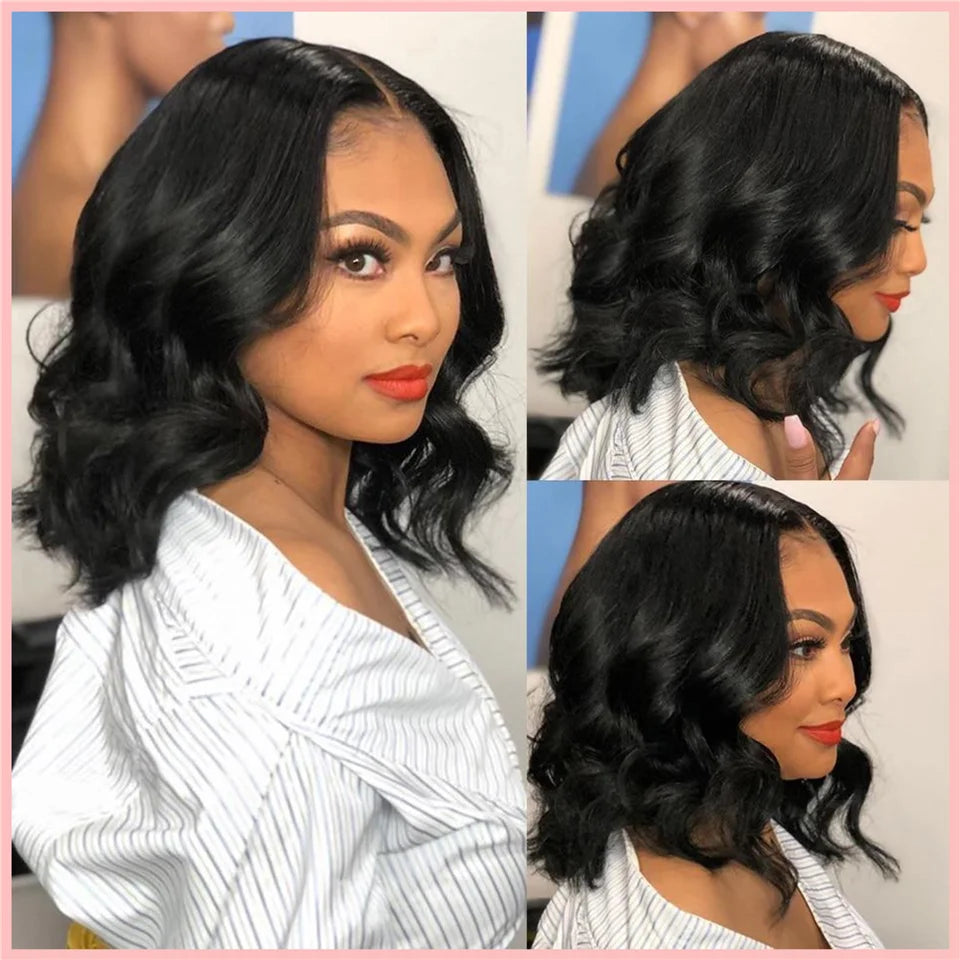 Brazilian Body Wave Short Bob Wig 13x4 Lace Front Human Hair Wigs for Women Pre Plucked 4x4 Closure Wig Transparent Virgin Remy