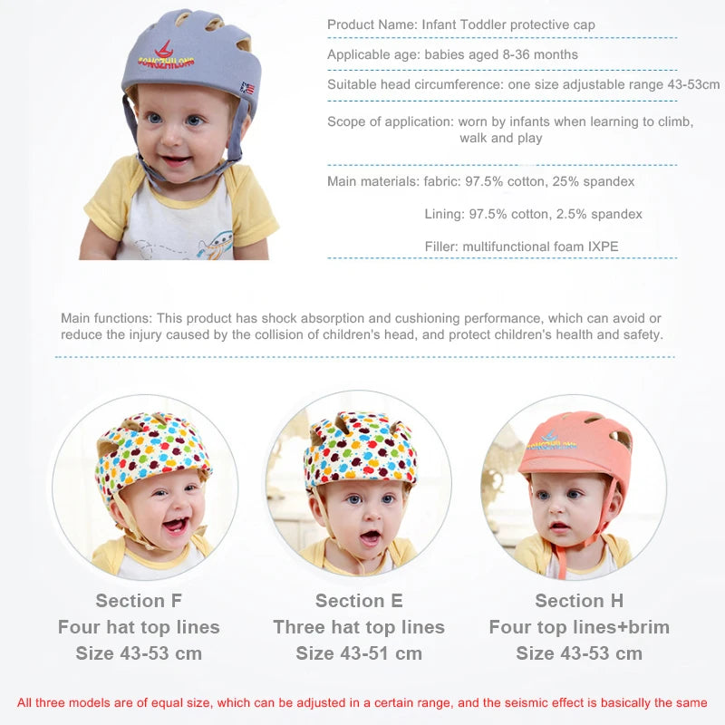 LuxeOrbit Baby Helmet Safety Cap For Babies Boys Girls Summer Breathable Cotton Mesh Hat Children Crawl Walk Playing Infant Anti Collision