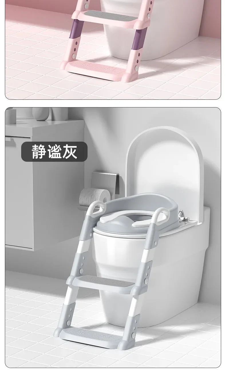 LuxeOrbit Stepped Children's Toilet Boy Girl Baby Toilet Training Foldable Foot Stool Multi-functional Toilet Assisted Potties Steps