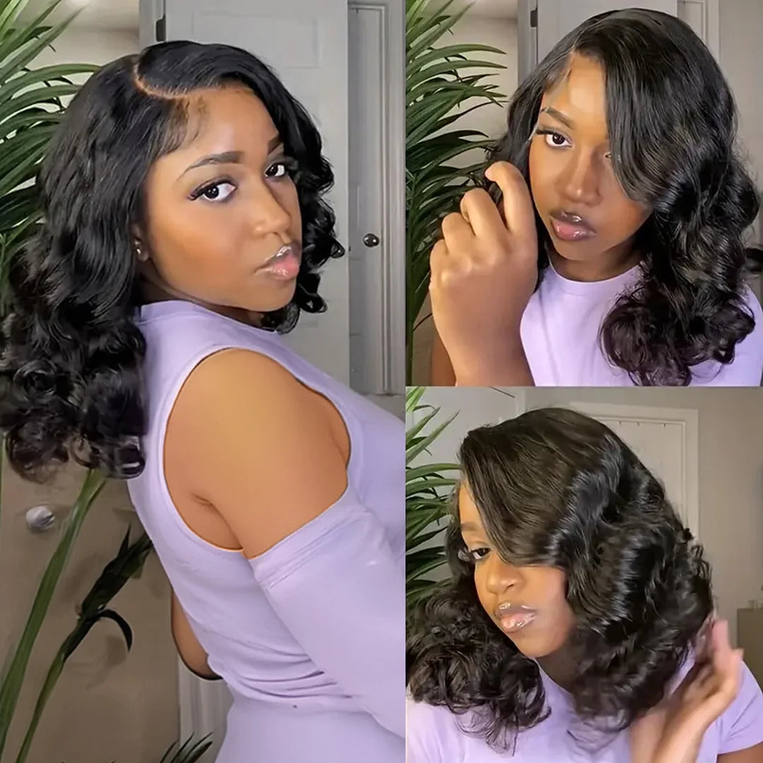 Body Wave Short 200 Density 13x4 Lace Front Human Hair wig 12 14 16 Inch Bob 13x6 Lace Frontal Wig HD Transparent Brazilian Remy