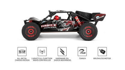 LuxeOrbit 124008 60KM/H RC Car With 3S Battery Professional Racing Car 4WD Brushless Electric Remote Control Cars Children's Toys