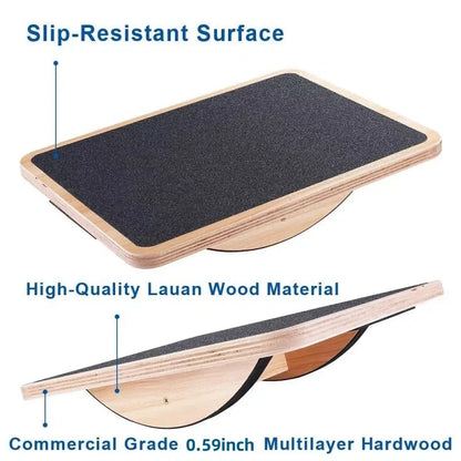 LuxeOrbit Wooden Balance Board for Core Strength & Stability - Anti-Slip, Durable Design for Men & Women - Perfect for Home & Office Use