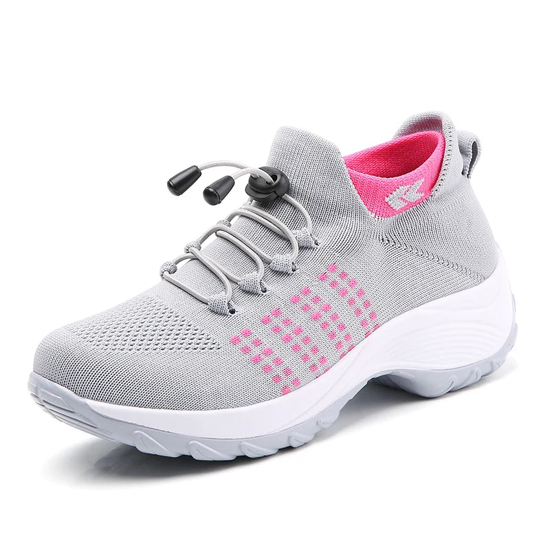 LuxeOrbit Women Walking Trainers Fashion Fly Weaving Sock Sneakers Breathe Comfort Nursing Shoes Casual Platform Loafers Non-Slip