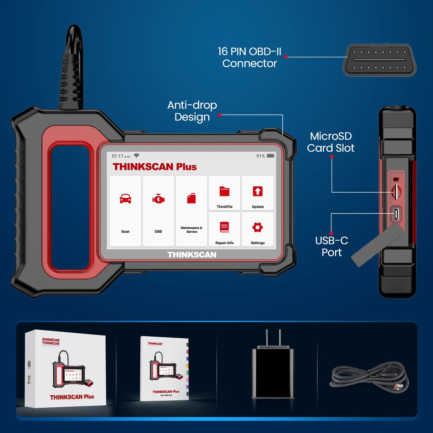 LuxeOrbit  Thinkscan Plus S7/ S4 Obd2 Scanner Automotive Car Diagnostic Tools 28 Resets for AutoAuth for FCA SGW