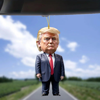 LuxeOrbit Trump-Inspired Acrylic Christmas Decor Hanging Ornament for Car and Tree Perfect Holiday Gift Funny Cartoon Pendant