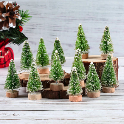 LuxeOrbit Artificial Mini Wooden Christmas Tree Blue Green White Gold Tower Pine Small Sisal Christmas Tree Tabletop Ornament Decor