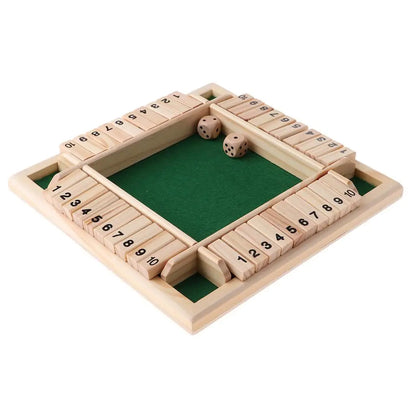 LuxeOrbit Wood 4-Sided 1-10 Numbers Shut The Board Game Fun Toy Table Games