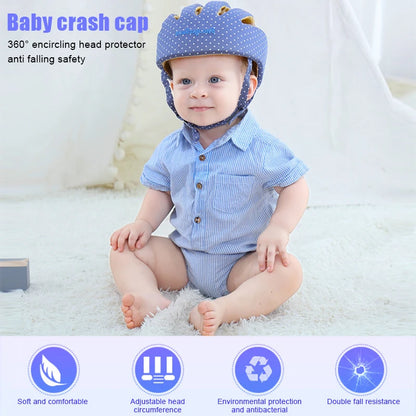 LuxeOrbit Baby Helmet Safety Cap For Babies Boys Girls Summer Breathable Cotton Mesh Hat Children Crawl Walk Playing Infant Anti Collision