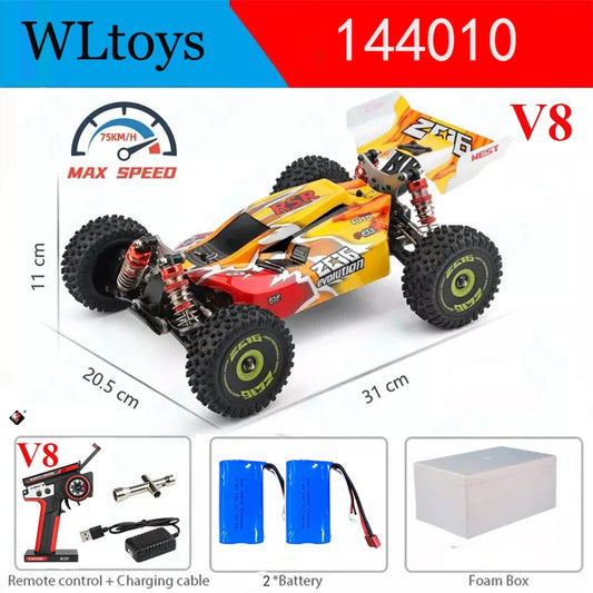 LuxeOrbit 144010 And 144001 RC Cars  2.4G 4WD Remote Control Car 75 KM/H High Speed Metal Chassis Electric Racing for Children Gift