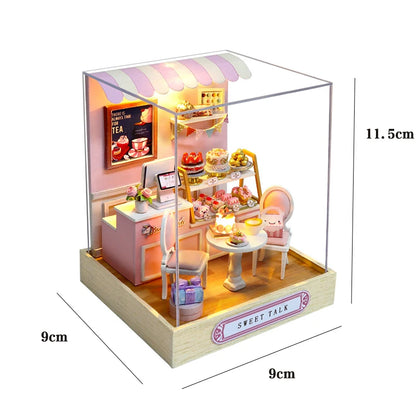 LuxeOrbit DIY 3D Puzzles Wooden Toy Miniature Dollhouse Handmade Doll House Model Building Kits Coffee House Toys For Children Gifts