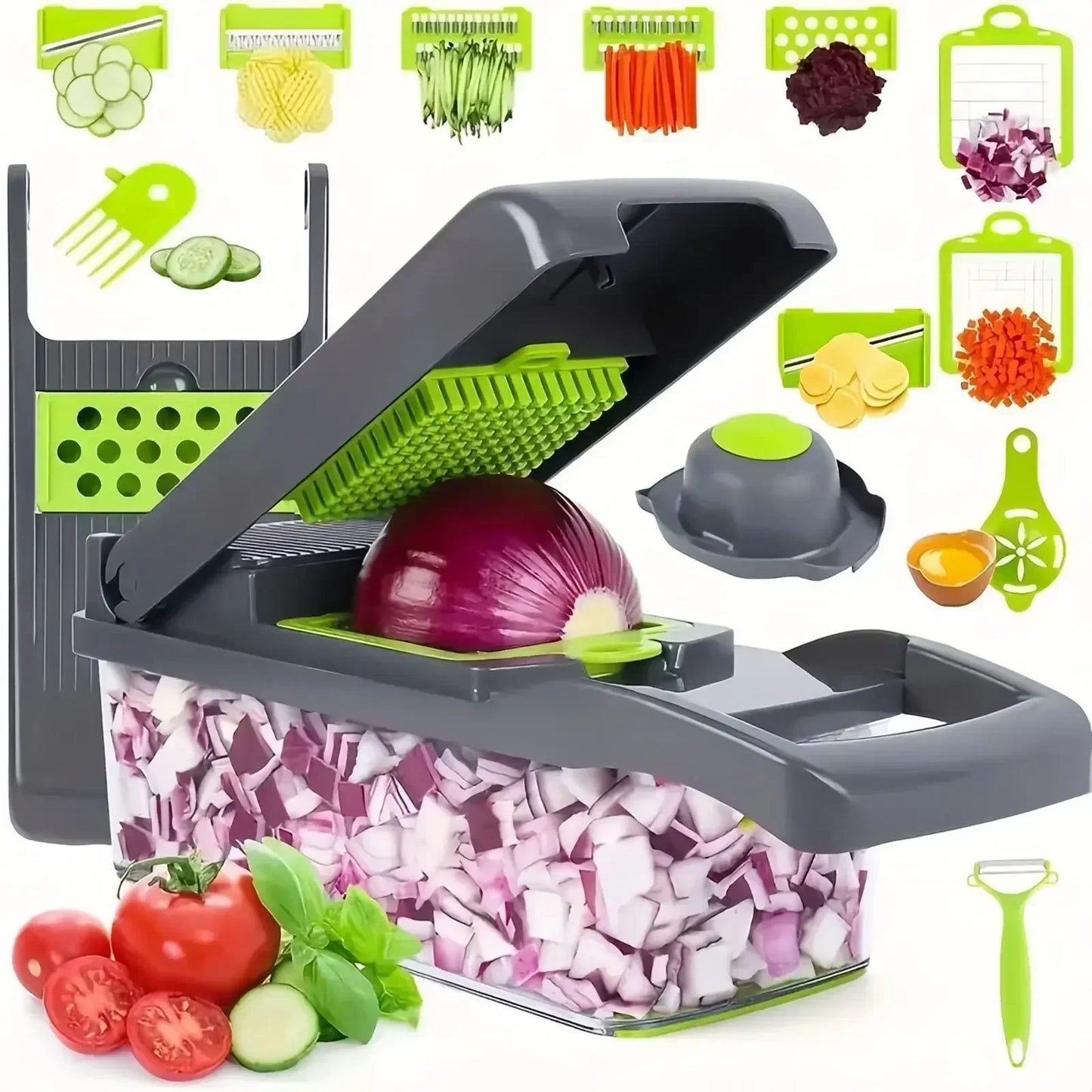 LuxeOrbit 14/16 in 1 Multifunctional Vegetable Chopper Handle Food Grate Food Chopper Vegetable Slicer Dicer Cut Kitchen Items cocina