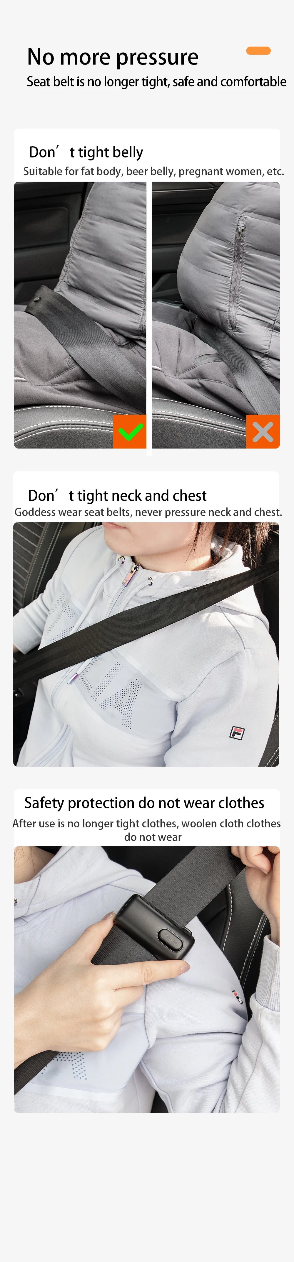 LuxeOrbit Recommended Car Safety Belt Adjustment Clip 099 Auto Plastic Stopper Vehicle Seat Buckle For Women Pregnant Beer Belly