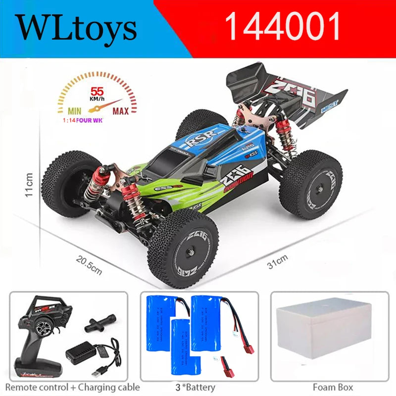 LuxeOrbit 144010 And 144001 RC Cars  2.4G 4WD Remote Control Car 75 KM/H High Speed Metal Chassis Electric Racing for Children Gift