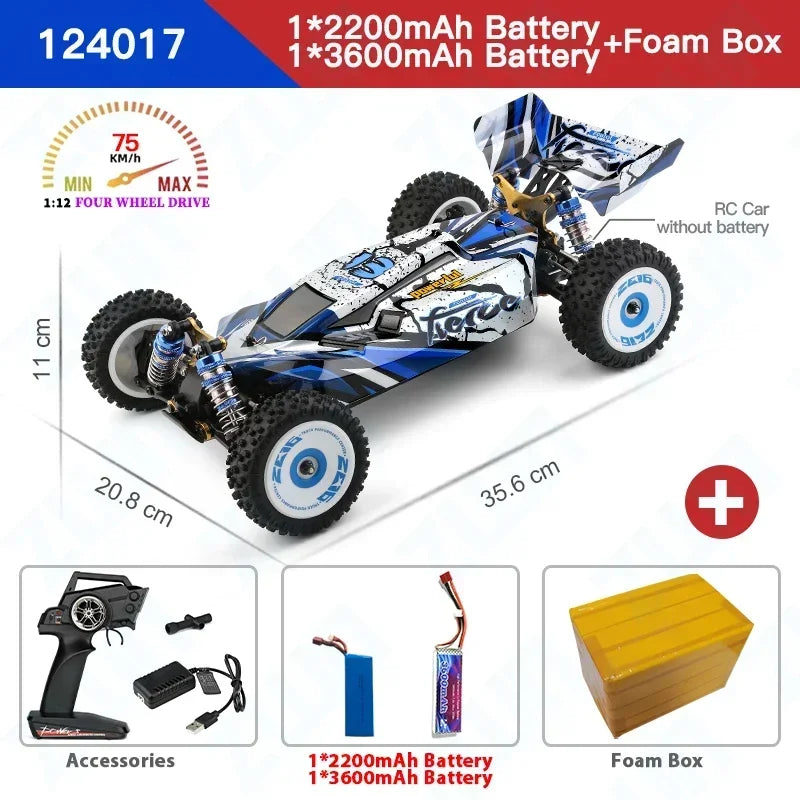 LuxeOrbit 124008 60KM/H RC Car With 3S Battery Professional Racing Car 4WD Brushless Electric Remote Control Cars Children's Toys