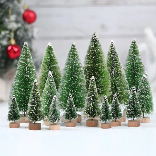 LuxeOrbit Artificial Mini Wooden Christmas Tree Blue Green White Gold Tower Pine Small Sisal Christmas Tree Tabletop Ornament Decor