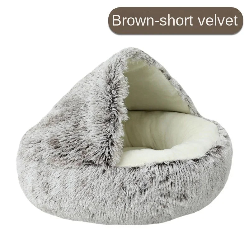 LuxeOrbit Winter Warm Shell Semi-Closed Cat Nest Pet Cat Bed Semi-Surrounded Kennel Dog Bed Closed Cat Nest