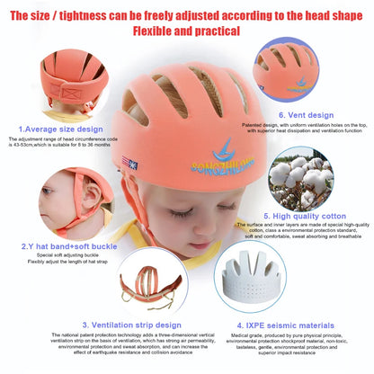 LuxeOrbit Baby Helmet Safety Cap For Babies Boys Girls Summer Breathable Cotton Mesh Hat Children Crawl Walk Playing Infant Anti Collision