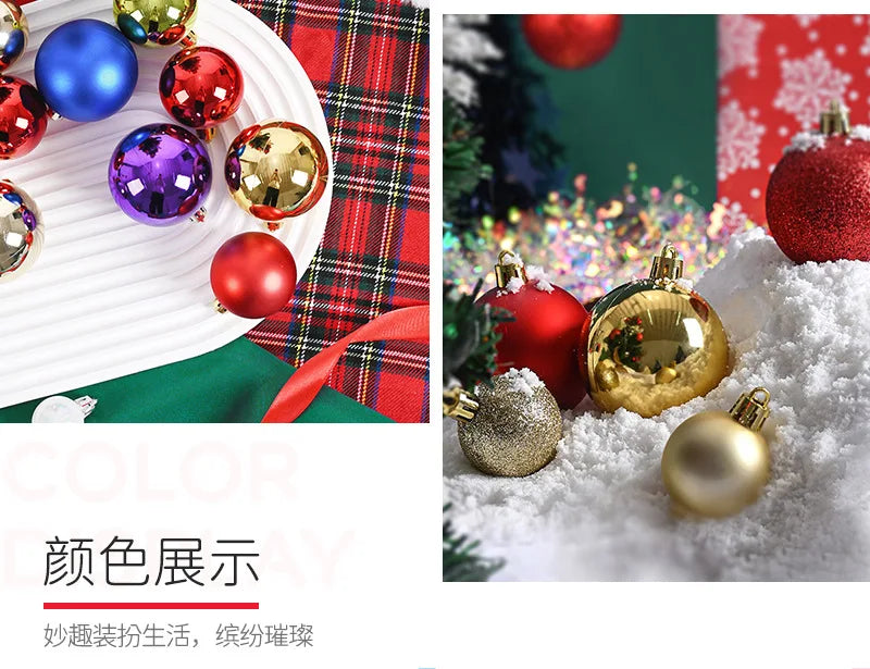 LuxeOrbit 24/pcs 8CM Christmas Ball Ornaments Set Painted Plastics Christmas Tree Pendant Decoration Christmas Decoration Accessories