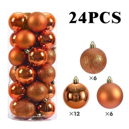 LuxeOrbit 24/pcs 8CM Christmas Ball Ornaments Set Painted Plastics Christmas Tree Pendant Decoration Christmas Decoration Accessories