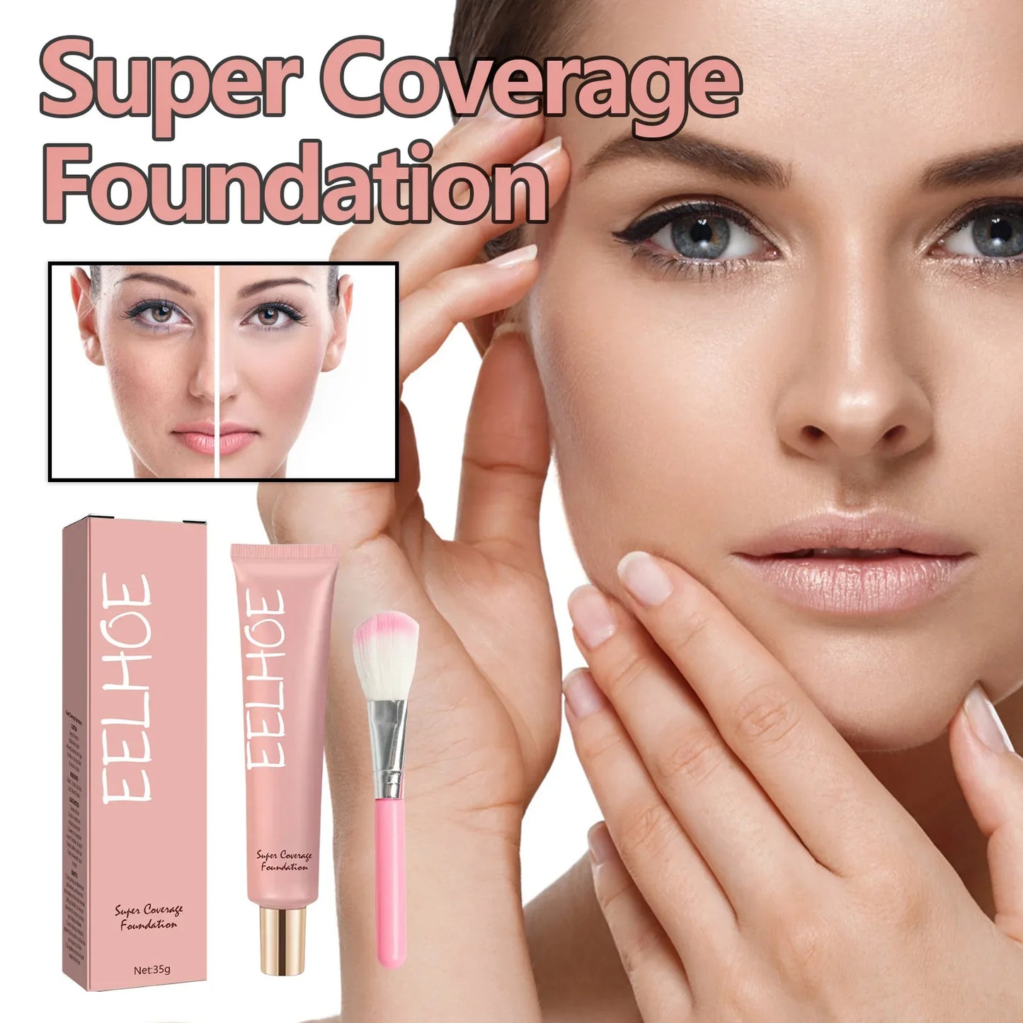 EELHOE Liquid Foundation Pore Soft Focus Base Makeup Concealer Invisible Pore Lasting Makeup Eye Contour Dark Circles Correction