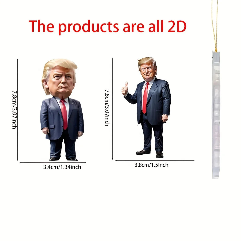 LuxeOrbit Trump-Inspired Acrylic Christmas Decor Hanging Ornament for Car and Tree Perfect Holiday Gift Funny Cartoon Pendant