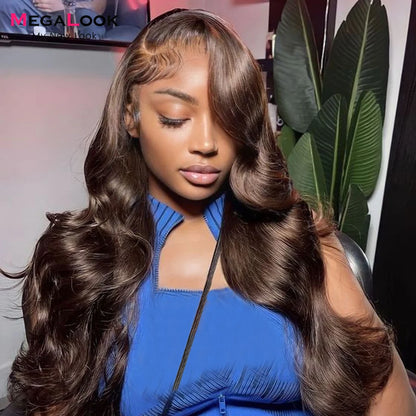 LuxeOrbit 13x4 Light Brown Body Wave Transparent Lace Front Wig 180% 4x4 Lace Closure Wig Colored Human Hair Wigs For Women 30 32 Inch