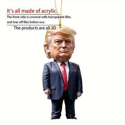 LuxeOrbit Trump-Inspired Acrylic Christmas Decor Hanging Ornament for Car and Tree Perfect Holiday Gift Funny Cartoon Pendant