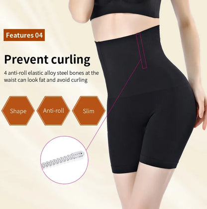 LuxeOrbit Women's High Waist Flat Angle Shaper Pants Postpartum Buttocks Lifting Body Shaping Pants Slim Shorts Waist Trainer