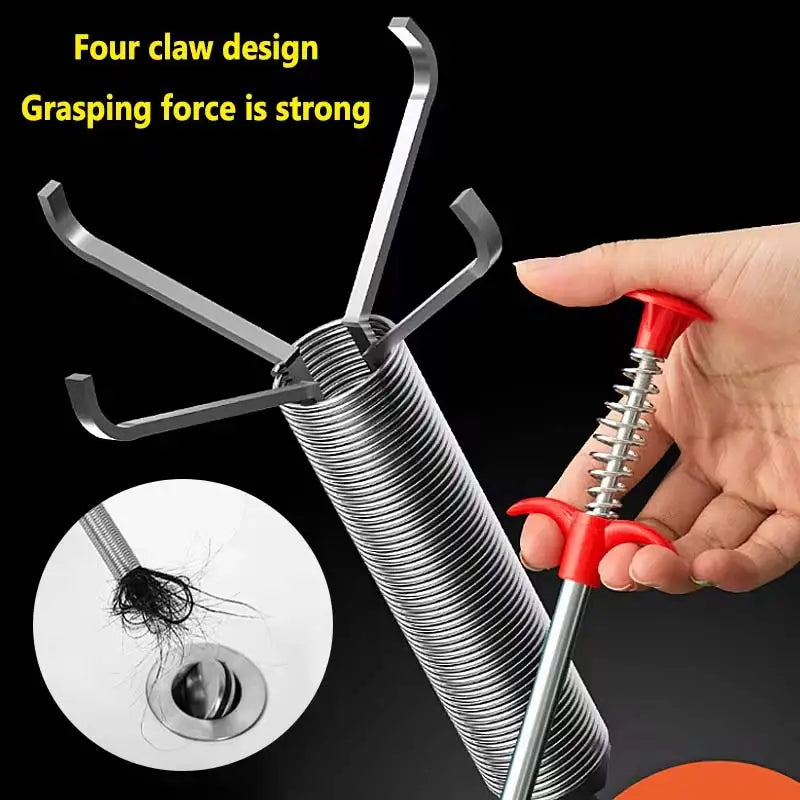 LuxeOrbit 90CM Kitchen Sink Cleaning Pipe Plunger Sinks Sewer Toilet Unclogging Spring Tube Unblocker Tool Bendable Fetcher Dredge Clip